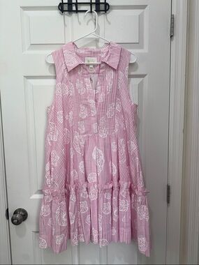 Lilly Pulitzer Pink Striped Sleeveless Dress with White Floral Print